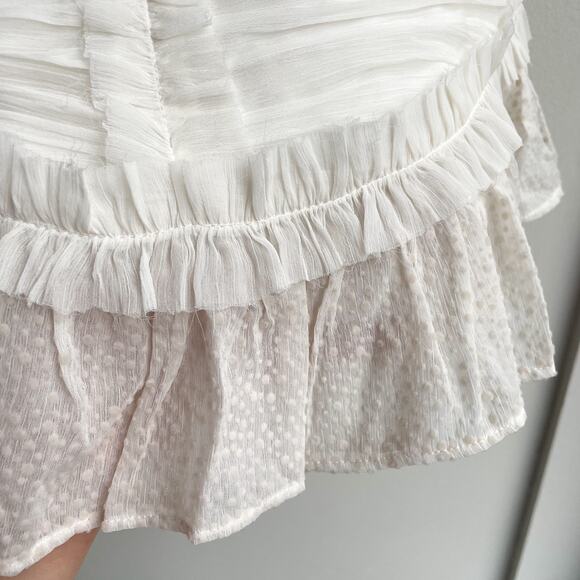 NWT!! ASOS White Ruffle Ruched Mini Skirt-Semi Sheer - Picture 6 of 9